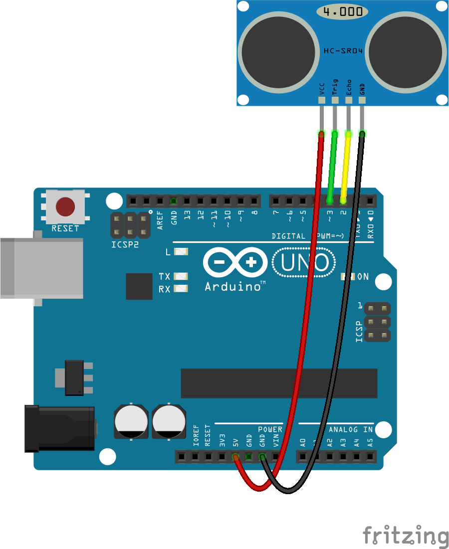 HC-SR04 Verdrahtung