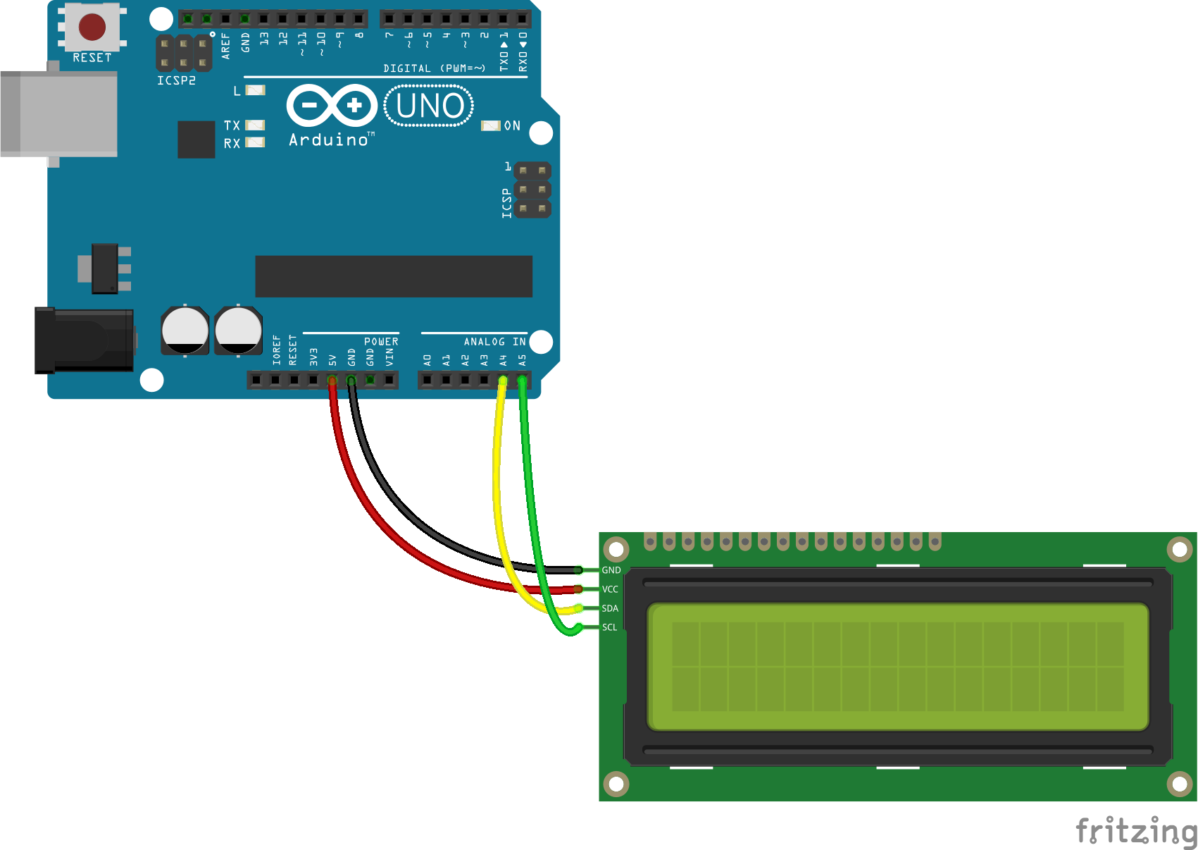 I2C-LCD Verdrahtung